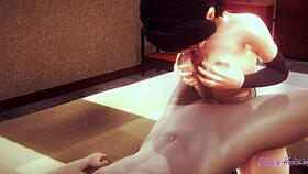 Sarada gives blowjob in Naruto hentai