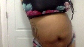 oops, watch this big tit ebony milf dancin’ in bathroom