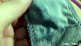 Slapping and fingering her wet bush for intense sounds