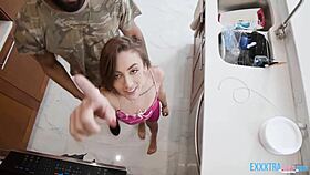 Small tits Dani Blu enjoys hard dicking on sofa from big dick James Angel 😍💦