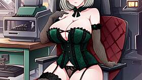 blonde domina queen mary drafts you with big tits in femdom pov jerk off instructions bdsm anime hentai!