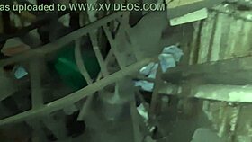 We hid from the rain in an abandoned place for lesbian sex.