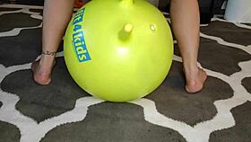 gymnast on ball squirts hard