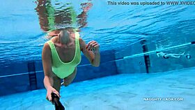 my see-through swimwear got wet at the public pool.