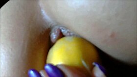 wife pleases butthole with lemons