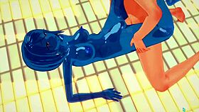 slimegirl in 3d animation by the pool