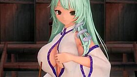 早苗がパイズリしてくれる with her big anime tits.