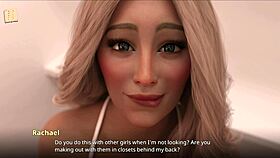 Racheal is having fingering fun, but it gets interrupted!