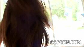 the sexy brunette teen 18+ alex taylor gets fucked hard in doggy style, so intense and bent over.