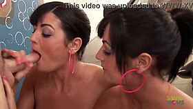 i two busty girls wash a car then suck a cock and fuck together