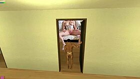 Giant futanari MILF aunty with big tits plays adult fun game in bizarre hotel room 😏