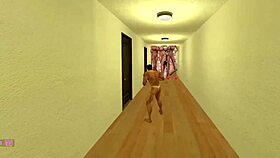 Giant futanari MILF aunty with big tits plays adult fun game in bizarre hotel room 😏