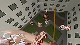 Giant futanari MILF aunty with big tits plays adult fun game in bizarre hotel room 😏