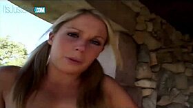 Perfect butt gets fucked doggystyle outdoors.