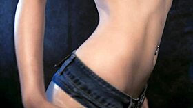 Asmr oil and cream with teen tattoo cosplay