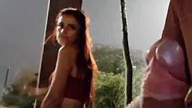 Brunette Amateur Bent Over In Doggystyle Voyeur Public Outdoor Handjob At Bus Stop