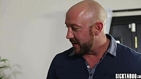 Blonde teen Trillium kneels to swallow cock before rough sex with stepdad.