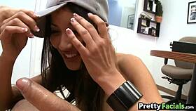 Sexy skinny teen Suzanne Kelly gets facial.