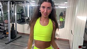 trainer fucks katty in gym with blowjob and cum
