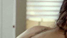 Busty lesbian babes Ella Reese and April Olsen lick pussy in massage.