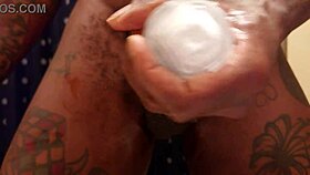 hallelujah johnson jerking his big black monster cock close up solo