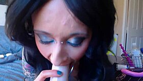 Amateur milf rides dildo