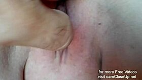 i play with her pussy closeup while she moans from spanking