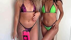 Curly Blonde Sucks Pierced Brunette Influencer
