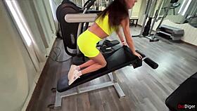 trainer fucks katty in gym with blowjob and cum