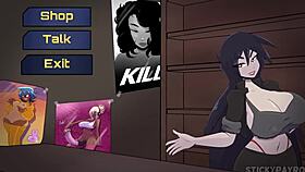 Cute goth girl fucks pussy in hentai game part 1