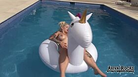 'Aviva rocks masturbates on einhorn, her big tits, ass, boobs, sexy tits, and tattoos on display'