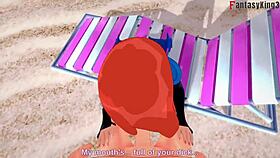 yae miko wears bikini on the beach in pov promo for genshin impact