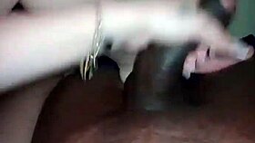 Jerking off to her boyfriend's best friend until he cums