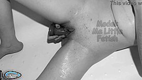 strong bathroom orgasm made her squirt and pee hard