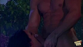 Gorgeous dark eyes stare as he cums in her mouth after anal blowjob 😍