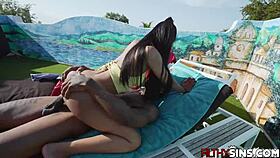 watch this hot outdoor intense fuck sesh with stepsiblings eden west and damion dayski