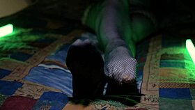 Perfect Toes Peeking Through Sexy Fishnets Of A Housewife Milf