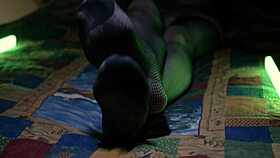 Perfect Toes Peeking Through Sexy Fishnets Of A Housewife Milf