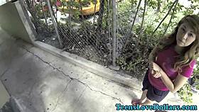 jizzed teen 18+ for money in public reality