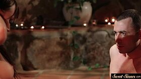 18yo stepdaughter strokes huge cock intensely.