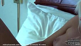 Hot blonde stretches pussy with huge dildo