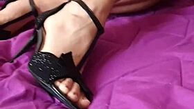 milf wife indulges in feet fetish with fingering in this amateur couple video.