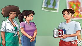 Summertimesaga headmistress receives uncensored blowjob in anime