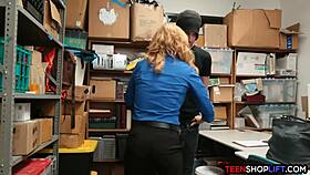 Milf LP officer bangs male shoplifter in back office! Shocking reality!