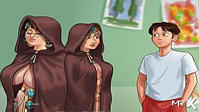 Summertimesaga headmistress receives uncensored blowjob in anime