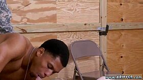 gay soldiers in boots and army gear having their first time