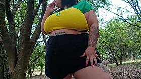 Did Mary Jhuana Orgasm In The Park While Hiding Her Big Tits?