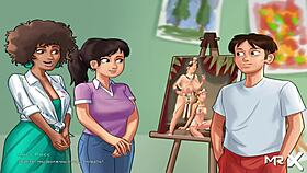 Summertimesaga headmistress receives uncensored blowjob in anime