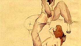 Vintage Erotic Illustration with Detailed Retro Anime Style and Classic Hentai Themes
