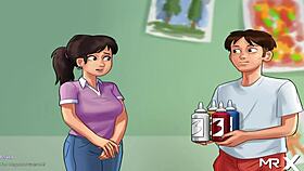 Summertimesaga headmistress receives uncensored blowjob in anime